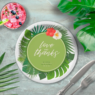Watercolor Tropical Wedding dank Green ID577 Pappteller