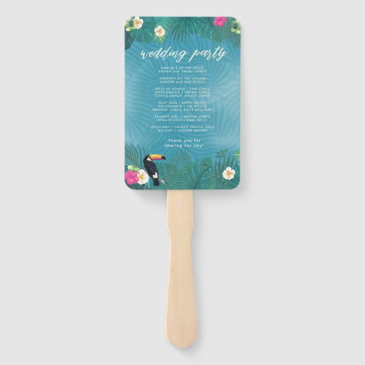 Watercolor Tropical Wedding Party Aquamarin ID577 Fächer (Rückseite)