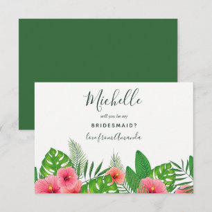 Watercolor Tropical Wirst Du Meine Brautjungfer Se Einladung
