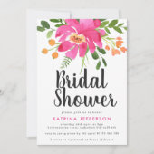 Watercolor Tropics Hot Pink Brautparty Einladung (Vorderseite)