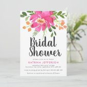 Watercolor Tropics Hot Pink Brautparty Einladung (Stehend Vorderseite)