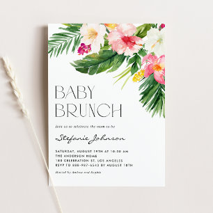 Watercolor Tropische Blume Summer Baby Brunch Einladung
