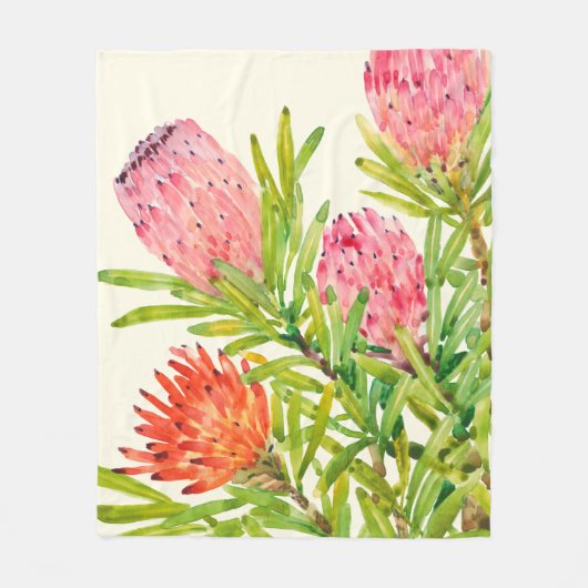 Watercolor-tropische Blumen Fleecedecke (Vorderseite)