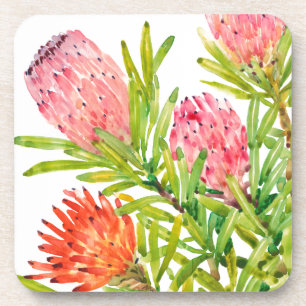 Watercolor-tropische Blumen Getränkeuntersetzer