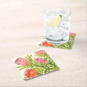 Watercolor-tropische Blumen Rechteckiger Pappuntersetzer (Vor Ort)