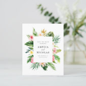 Watercolor Tropischer botanischer Rahmen Save the (Stehend Vorderseite)