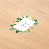 Watercolor Tropischer botanischer Rahmen Save the  Acryleinladungen (Ablage )