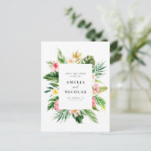 Watercolor Tropischer botanischer Rahmen Save the  Postkarte (Stehend Vorderseite)