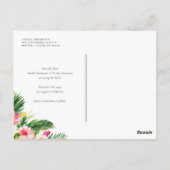 Watercolor Tropischer botanischer Rahmen Save the  Postkarte (Rückseite)