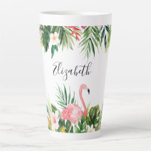 Watercolor Tropischer Flamingo Milchtasse