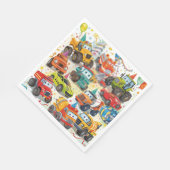 Watercolor Trucks Paper Napkins Construction Cars Serviette (Ecke)