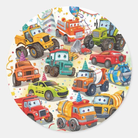 Watercolor Trucks Stickers Construction Vehicles (Vorderseite)