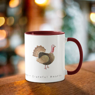 Watercolor Truthahn Guter Kaffee Dankbare Herzen Tasse