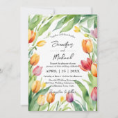 Watercolor Tulip Garden Spring Floral Wedding Einladung (Vorderseite)