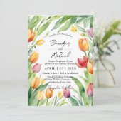Watercolor Tulip Garden Spring Floral Wedding Einladung (Stehend Vorderseite)