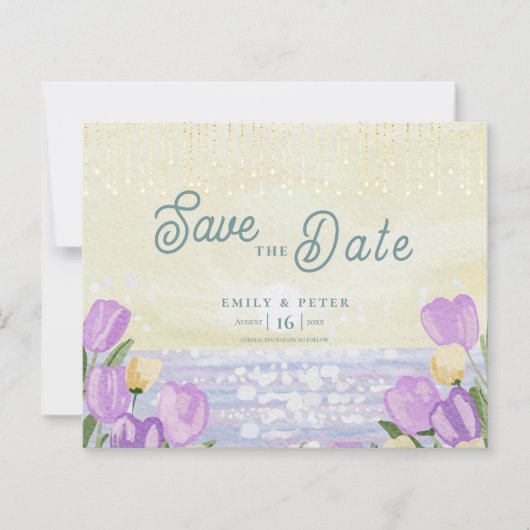 Watercolor Tulip Seaside Pastel Spring Wedding (Vorderseite)