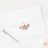 Watercolor Tulip Thank Runder Aufkleber (Umschlag)