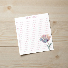 Watercolor Tulip To Do List Modern Boho Chic Notizblock