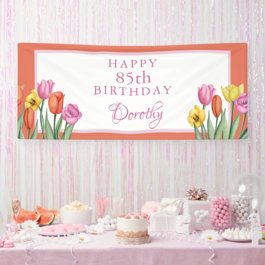Watercolor Tulips 85. Geburtstagsparty Banner (Party)
