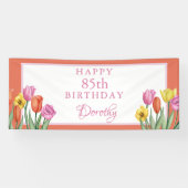 Watercolor Tulips 85. Geburtstagsparty Banner (Horizontal)
