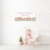 Watercolor Tulips 90th Birthday Party Banner (Insitu)