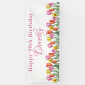 Watercolor Tulips 90th Birthday Party Banner (Vertikal)
