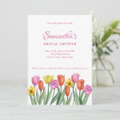 Watercolor Tulips Bridal Shower  Einladung (Stehend Vorderseite)