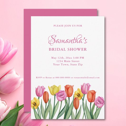 Watercolor Tulips Bridal Shower  Einladung