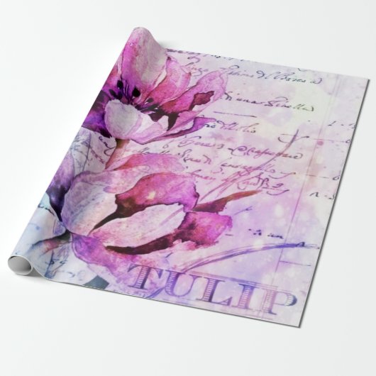 Watercolor tulips geschenkpapier (Ungerollt)