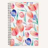 Watercolor Tulips Muster SpiralNotebook Notizblock (Vorderseite)