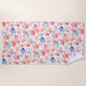 Watercolor Tulips Pattern Beach Handtuch (Vorderseite)