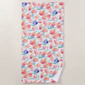 Watercolor Tulips Pattern Beach Handtuch (Vorderseite)