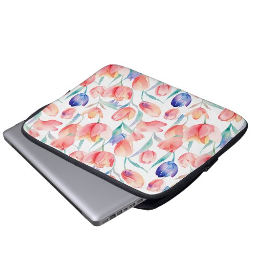 Watercolor Tulips Pattern Lapop Sleeve (Vorne Knopf)
