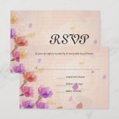 Watercolor Tulips Wedding RSVP Response Card Karte (Vorne/Hinten)