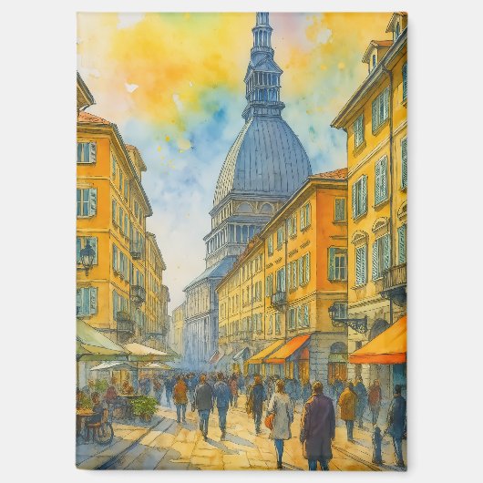 Watercolor Turin Italy – Mole Antonelliana City Magnet (Vorderseite)
