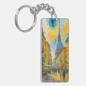 Watercolor Turin Italy – Mole Antonelliana City Schlüsselanhänger (Vorderseite links)