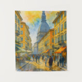 Watercolor Turin Italy – Mole Antonelliana City Wandteppich (Vorderseite)