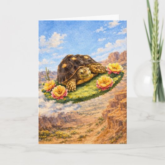 Watercolor Turtle flying on a magic cactus pad Karte (Vorderseite)