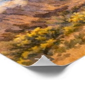 Watercolor Turtle flying on a magic cactus pad Poster (Ecke)