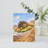 Watercolor Turtle flying on a magic cactus pad Postkarte (Stehend Vorderseite)