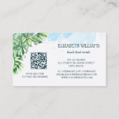 Watercolor Turtle Tropical Leaves Visitenkarte (Rückseite)