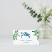 Watercolor Turtle Tropical Leaves Visitenkarte (Stehend Vorderseite)