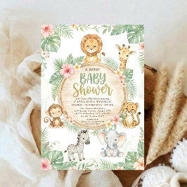 watercolor Twin Jungle Safari Animals Baby Shower Einladung