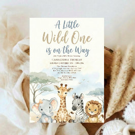 watercolor Twin Jungle Safari Animals Baby Shower Einladung