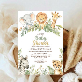 watercolor Twin Jungle Safari Animals Baby Shower Einladung