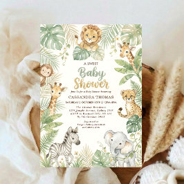 watercolor Twin Jungle Safari Animals Baby Shower Einladung