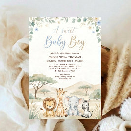 watercolor Twin Jungle Safari Animals Baby Shower Einladung