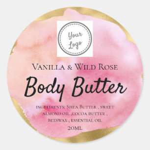 Watercolor und Gold Body Butter hinzufügen Runder Aufkleber