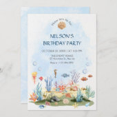 Watercolor under the sea einladung (Vorne/Hinten)