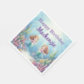 Watercolor Under the Sea Mermaid Birthday Party Serviette (Ecke)